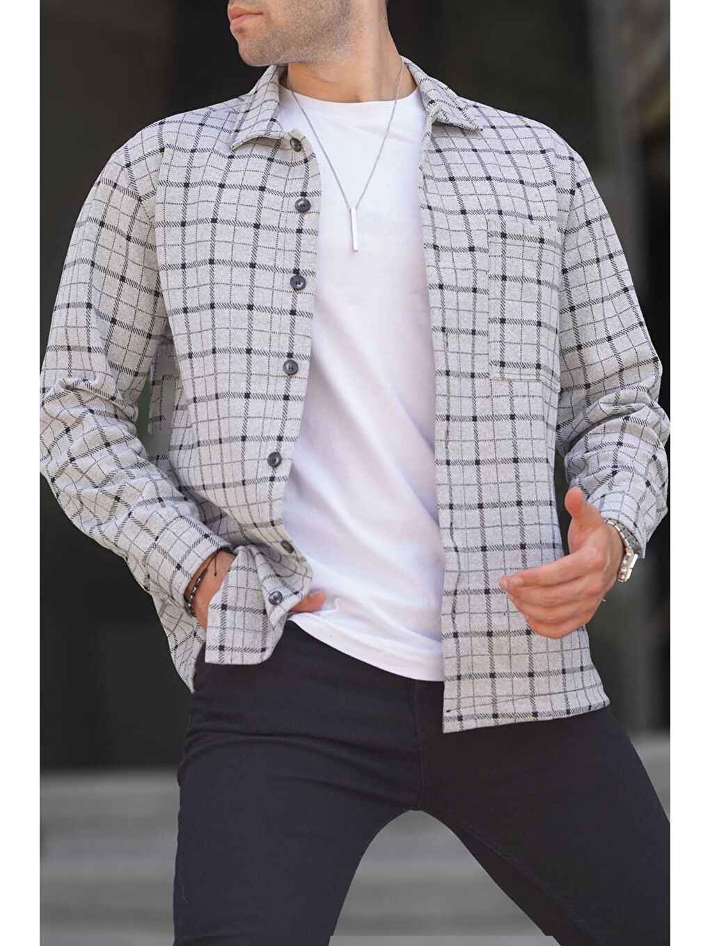 Gri Ekoseli Erkek Oduncu Gömlek 6710-2