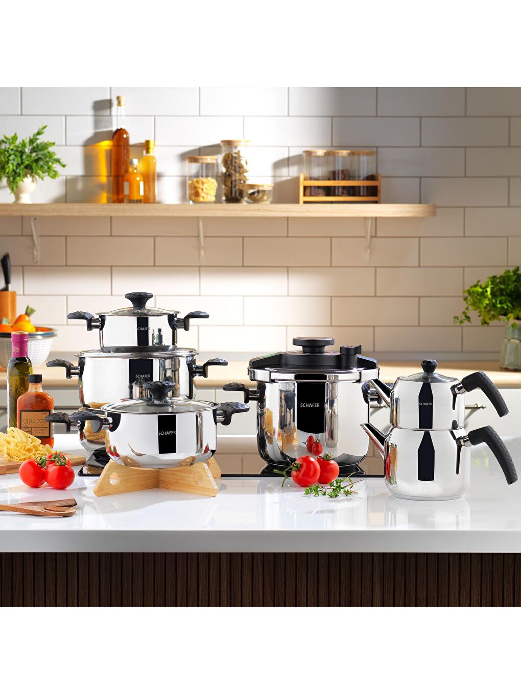 New Honor Çelik Çeyiz Seti-13 Parça-Siyah