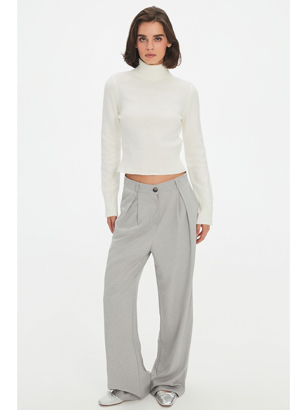 Ekru Basic Boğazlı Kazak-3