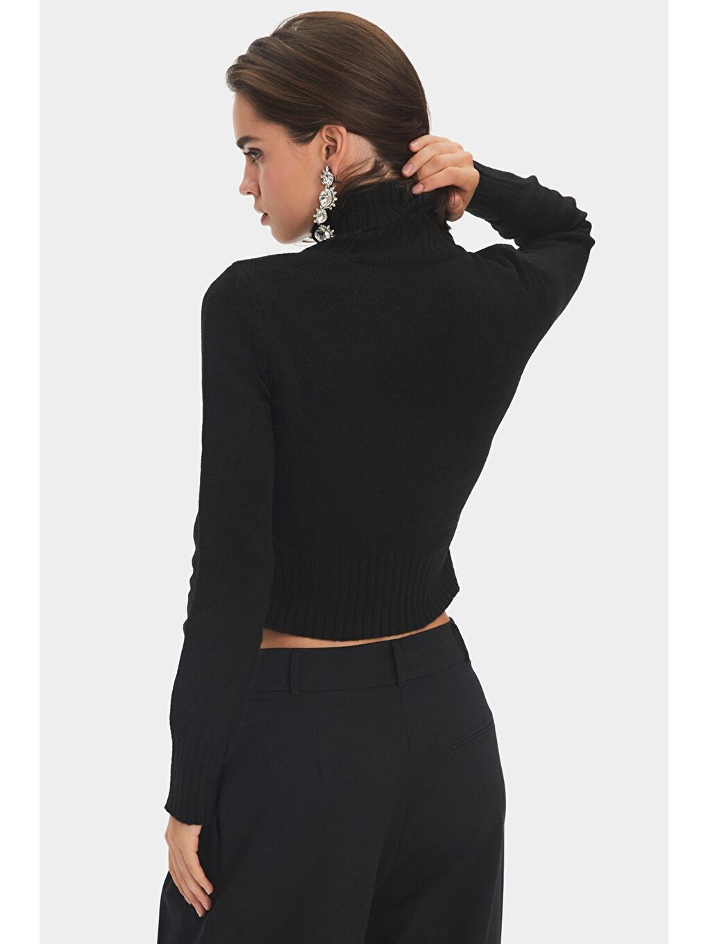 Siyah Basic Boğazlı Kazak-4