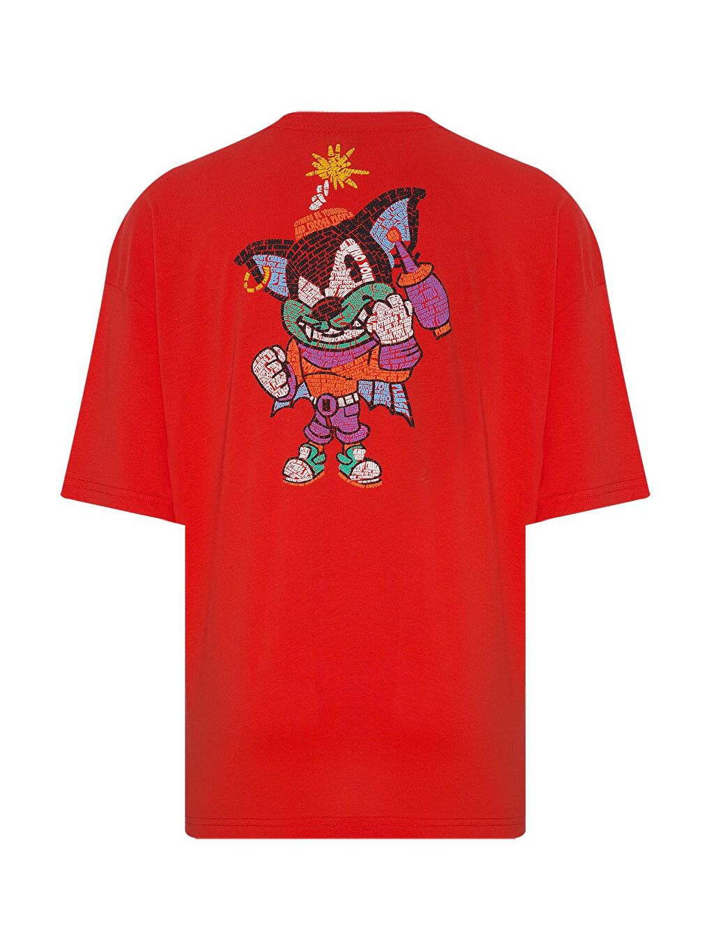 Kırmızı Arkası Baskılı Oversize Tişört 2YXE2-45951-04-2