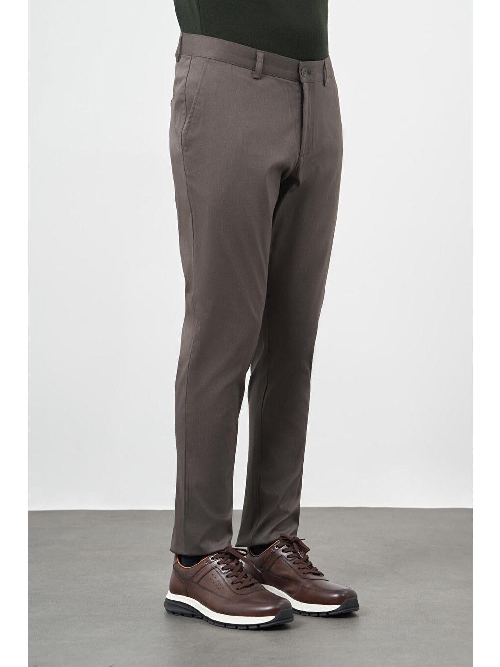 Koyu Haki Pamuklu Yandan Cepli Casual Comfort Fit Chino Pantolon 1003245164-1