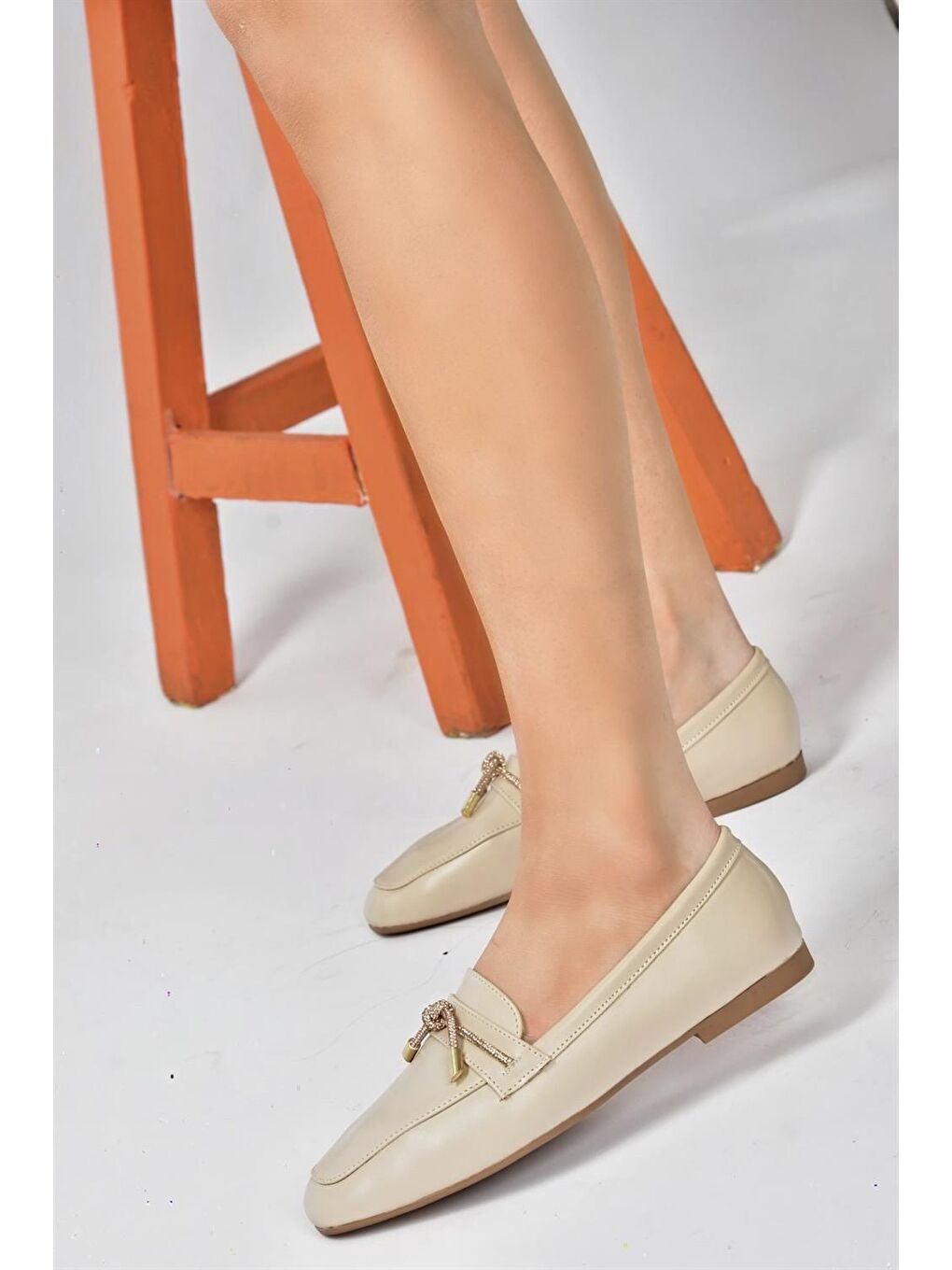 Bej Ten Taşlı Günlük Kadın Babet P820840009-1