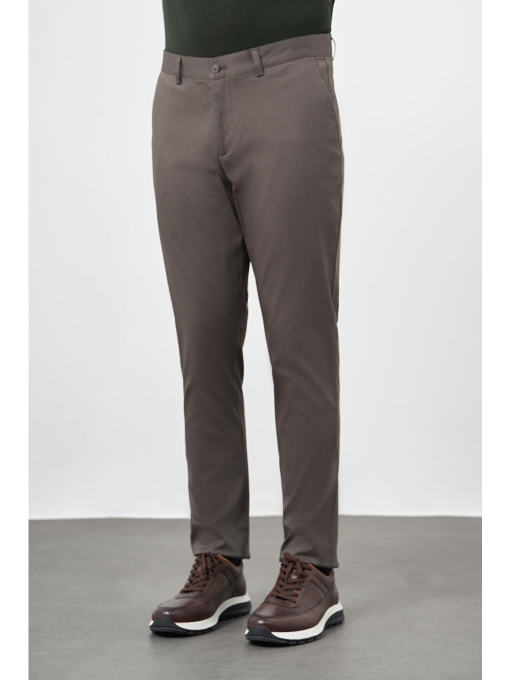 Koyu Haki Pamuklu Yandan Cepli Casual Comfort Fit Chino Pantolon 1003245164-2