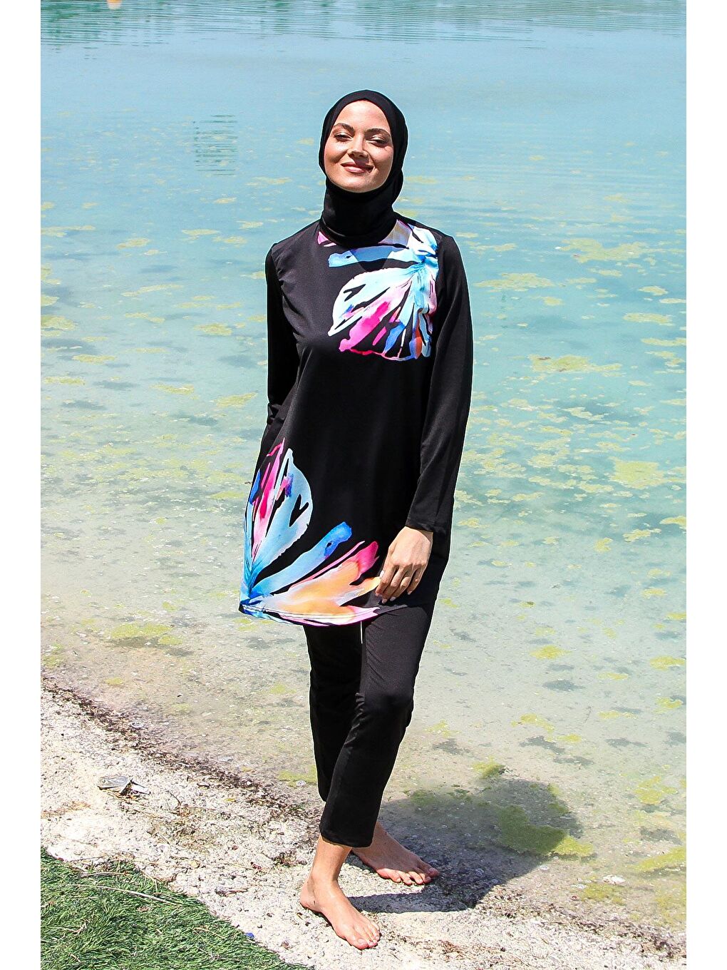 Siyah Tam Kapalı Tesettür Mayo M2224-2