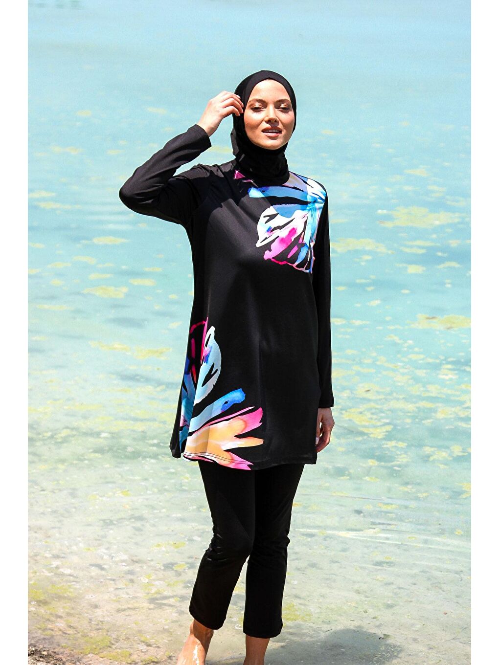 Siyah Tam Kapalı Tesettür Mayo M2224-3