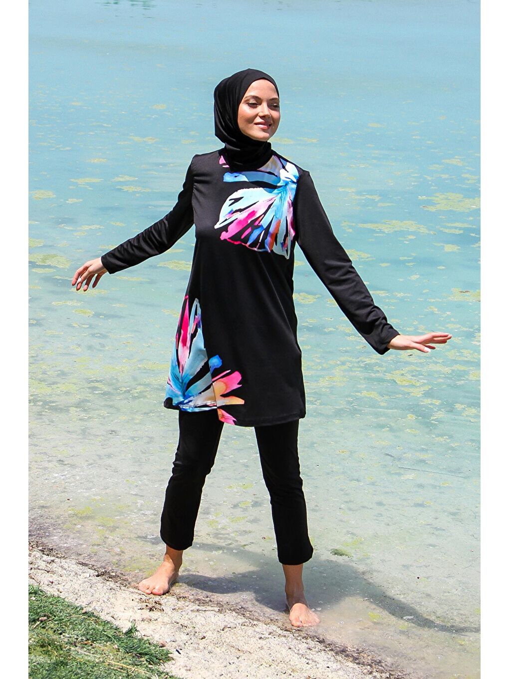 Siyah Tam Kapalı Tesettür Mayo M2224-4