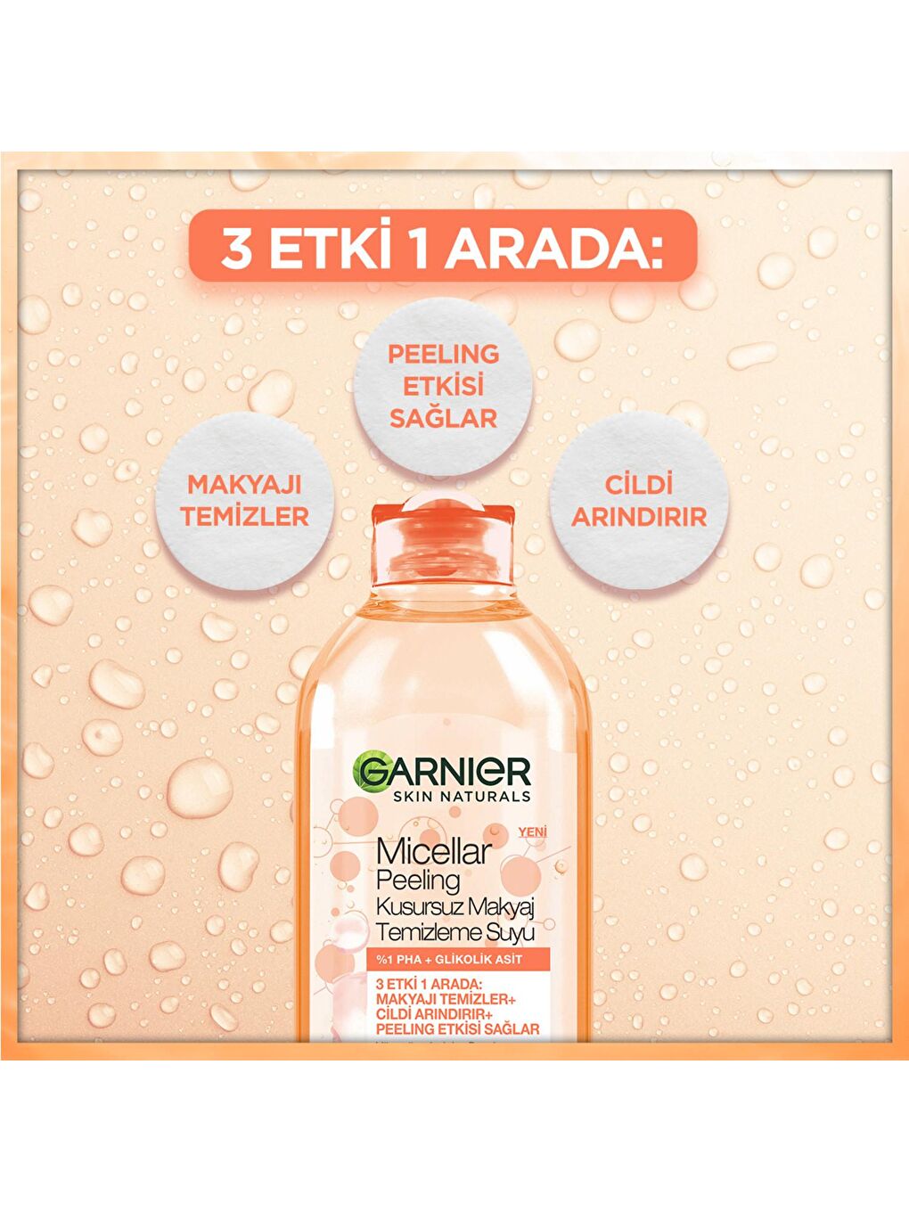 GARNIER Şeffaf Micellar Peeling Kusursuz Makyaj Temizleme Suyu (400 ml) - 1