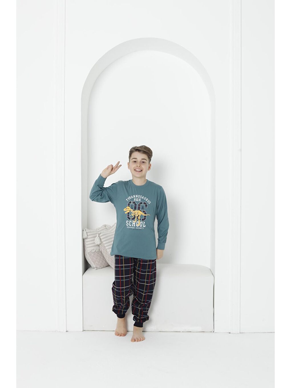 Kapi Kids Nane Yeşili Erkek Çocuk Baskılı Bloklu Pijama Takımı 3-11 Yaş 5075-76 - 3