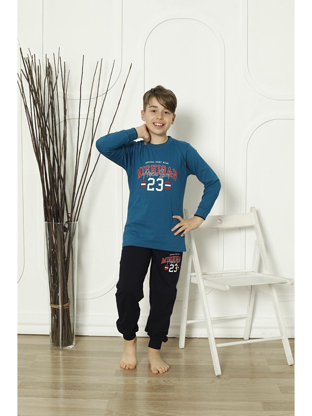 Petrol Erkek Çocuk Pijama Takımı 6-15 Yaş 5083-84-1