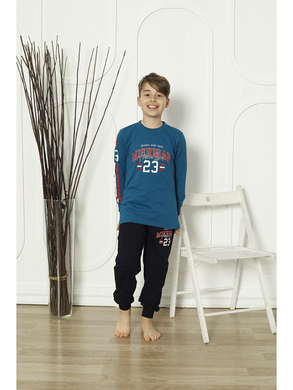 Petrol Erkek Çocuk Pijama Takımı 6-15 Yaş 5083-84-3