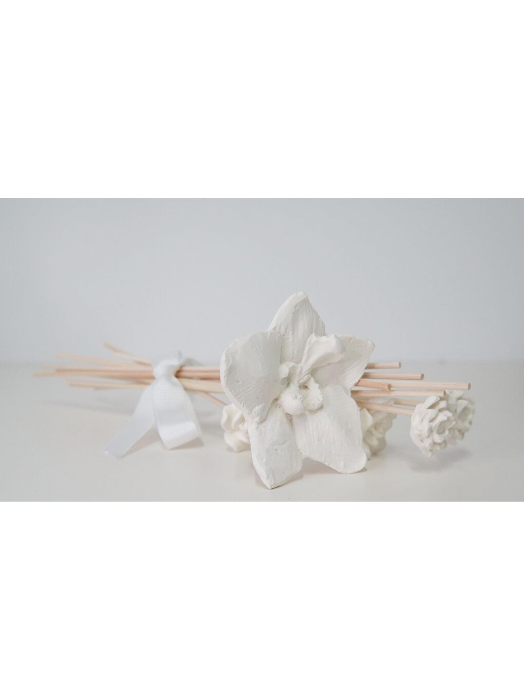 Ekru Büyük Karışık Çiçek Taşlı 10lu Doğal Bambu Kamış Seti-1