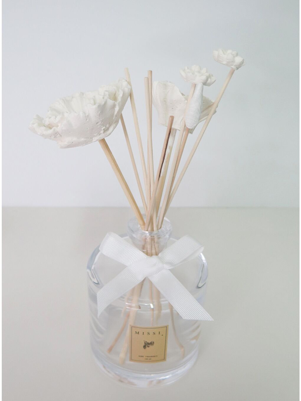 Ekru Büyük Karışık Çiçek Taşlı 10lu Doğal Bambu Kamış Seti-2