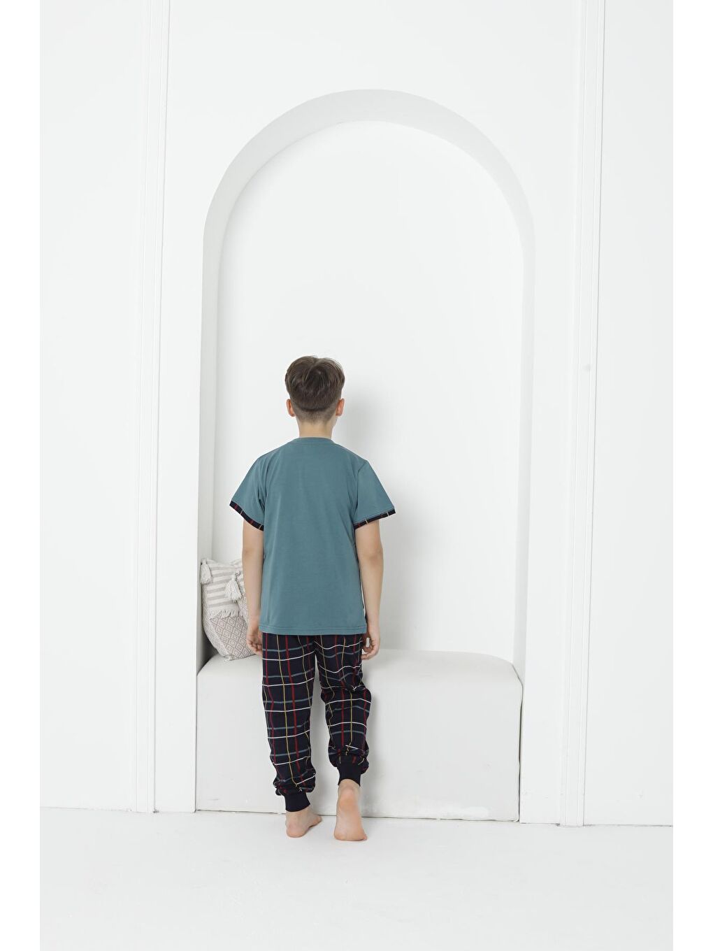 Kapi Kids Nane Yeşili Erkek Çocuk Yazı Baskılı Bloklu Pijama Takımı 3-11 Yaş 5073-74 - 4