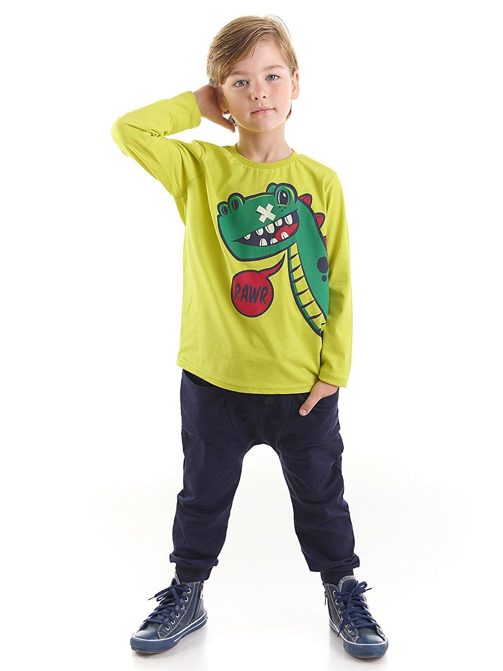 Denokids Karışık Rawr Erkek Çocuk T-shirt Pantolon Takım