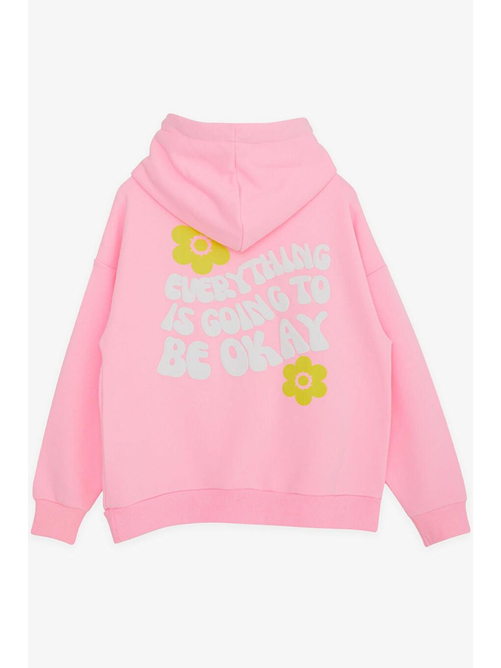 Pembe Kız Çocuk Sweatshirt Kapüşonlu Yazı Baskılı Pudra (8-14 Yaş)-1