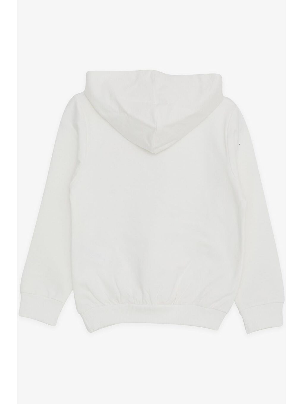 Kız Çocuk Sweatshirt Kanguru Cepli Yazı Baskılı Güpürlü Ekru (3-8 Yaş)-1