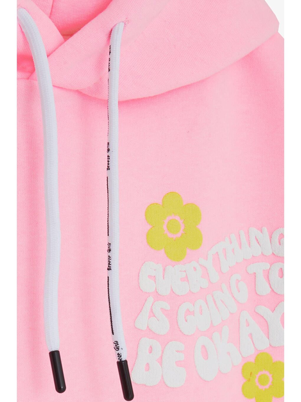 Pembe Kız Çocuk Sweatshirt Kapüşonlu Yazı Baskılı Pudra (8-14 Yaş)-2