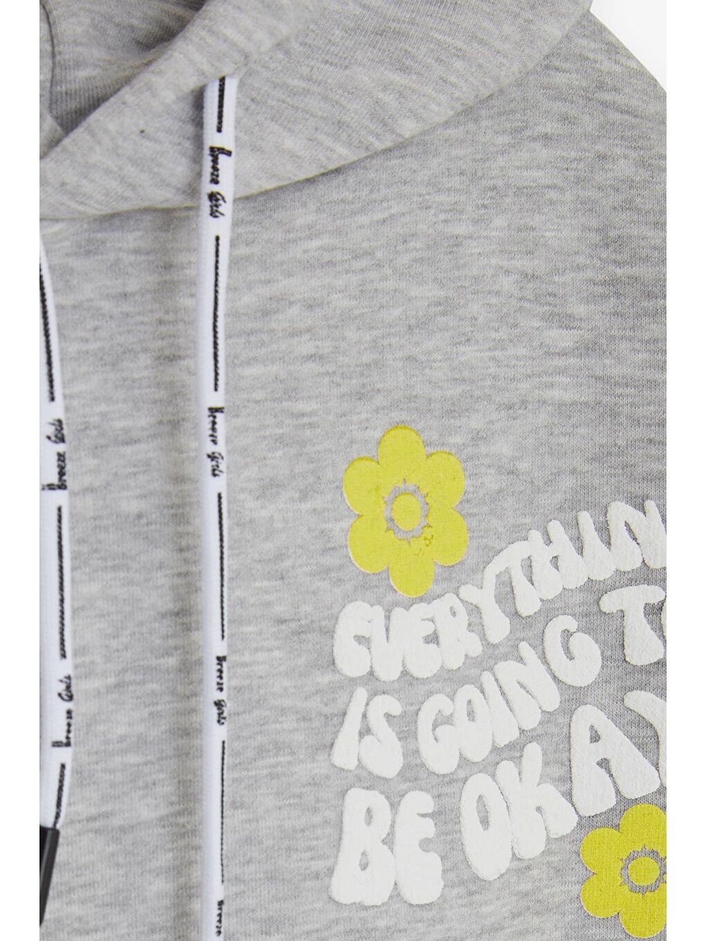 Kız Çocuk Sweatshirt Kapüşonlu Yazı Baskılı Gri Melanj  8 10 Yaş-2
