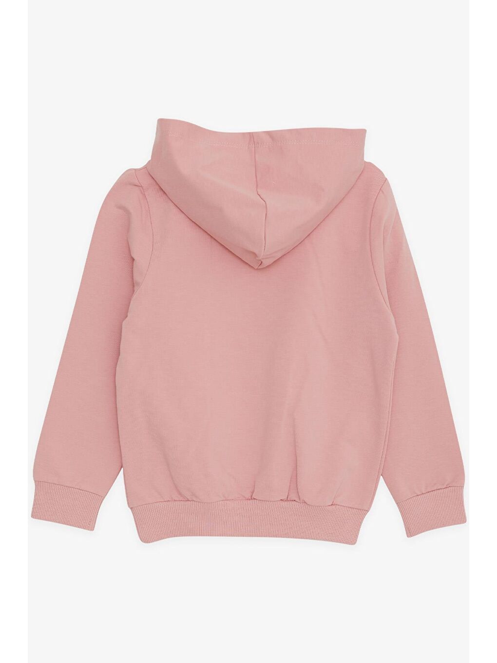 Pembe Kız Çocuk Sweatshirt Kanguru Cepli Yazı Baskılı Güpürlü Gülkurusu (3-6 Yaş)-1