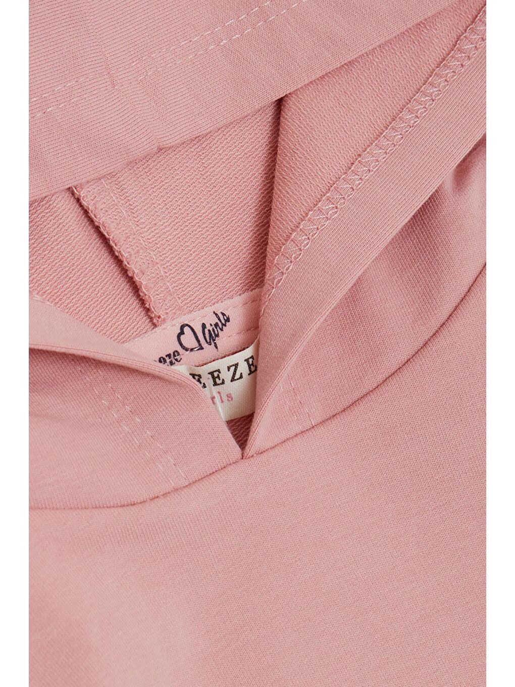 Pembe Kız Çocuk Sweatshirt Kanguru Cepli Yazı Baskılı Güpürlü Gülkurusu (3-6 Yaş)-2