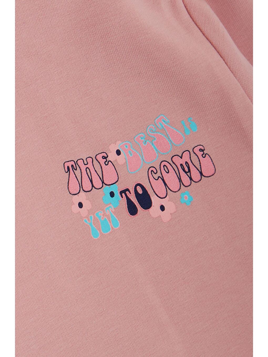 Pembe Kız Çocuk Sweatshirt Kanguru Cepli Yazı Baskılı Güpürlü Gülkurusu (3-6 Yaş)-3