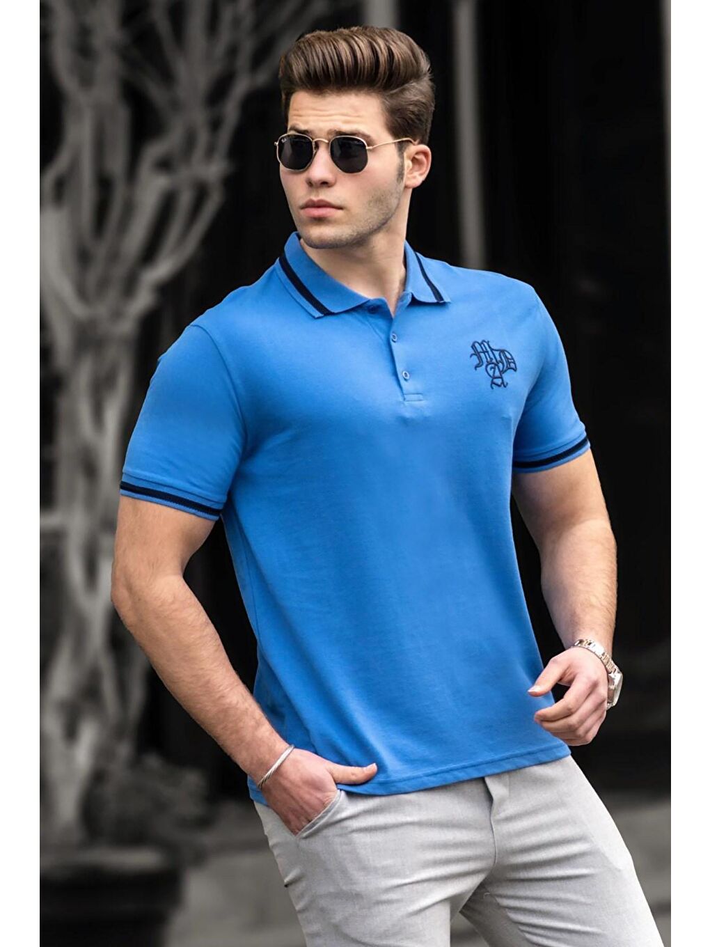 Armalı Mavi Polo Tişört 3055