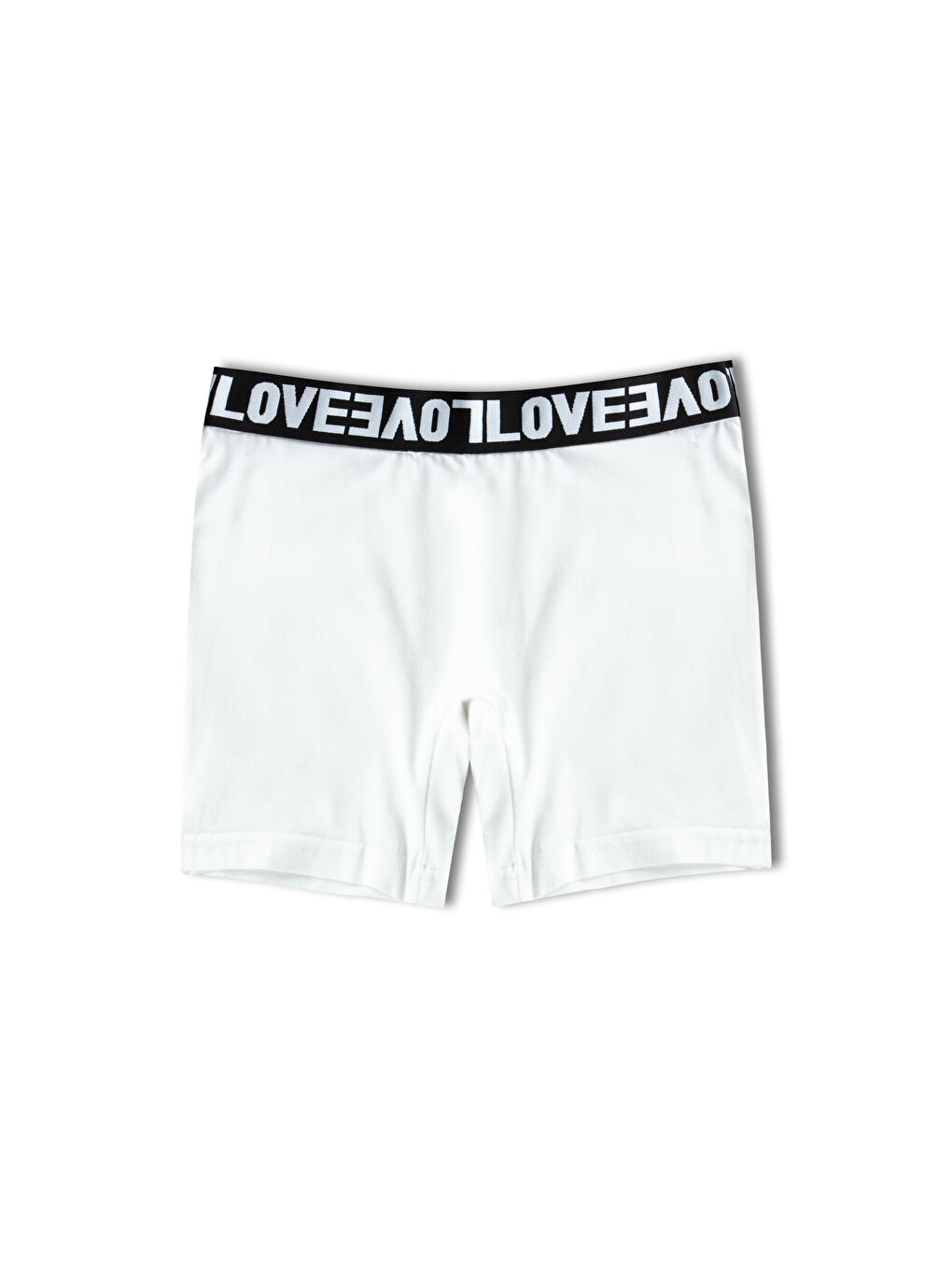 Hnx Beyaz Pamuklu Beli LOVE Yazılı Lastikli Kadın Mini Tayt