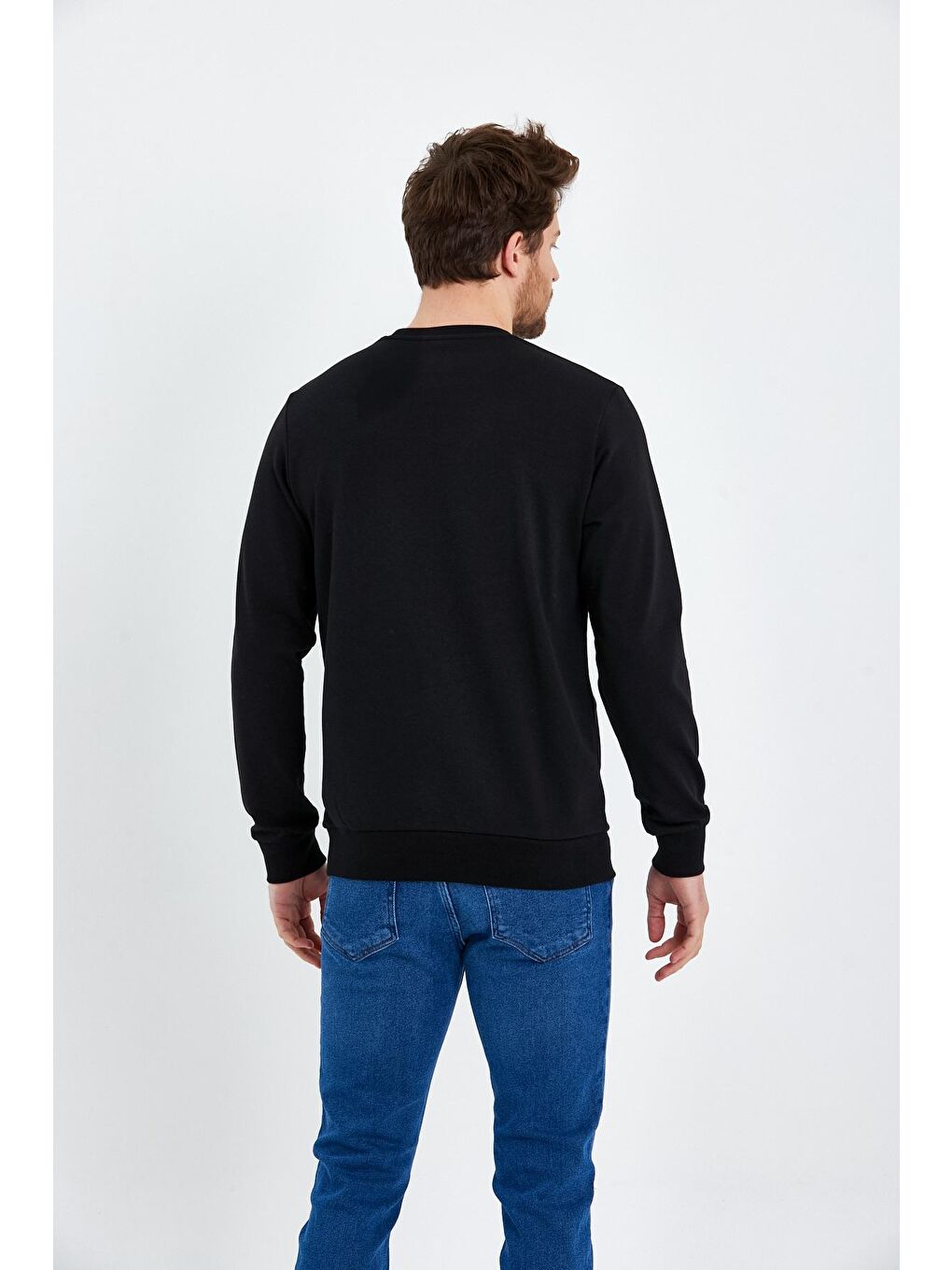 Rodi Siyah Bisiklet Yaka Basic İnce Erkek Sweatshirt - 4