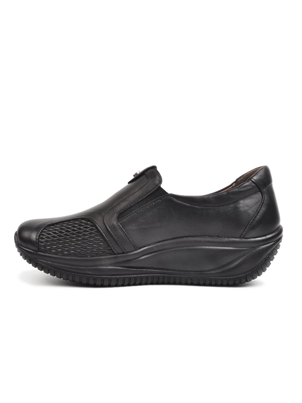 Siyah Hakiki Deri Kadın Klasik Ayakkabı 8628-2