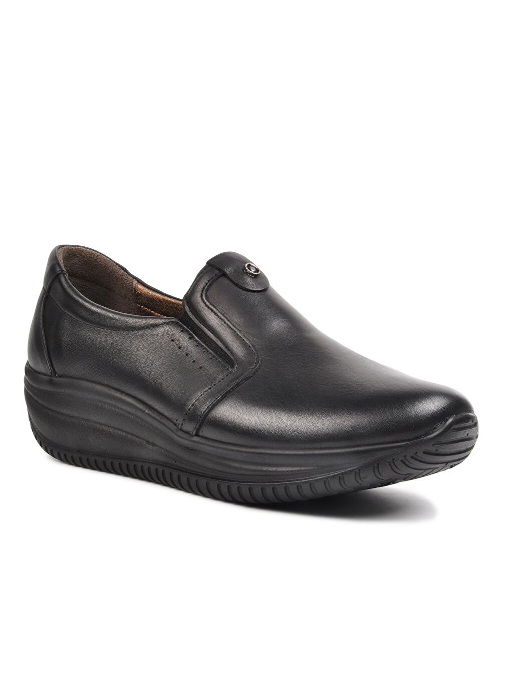 Siyah Hakiki Deri Kadın Klasik Ayakkabı 8628-3