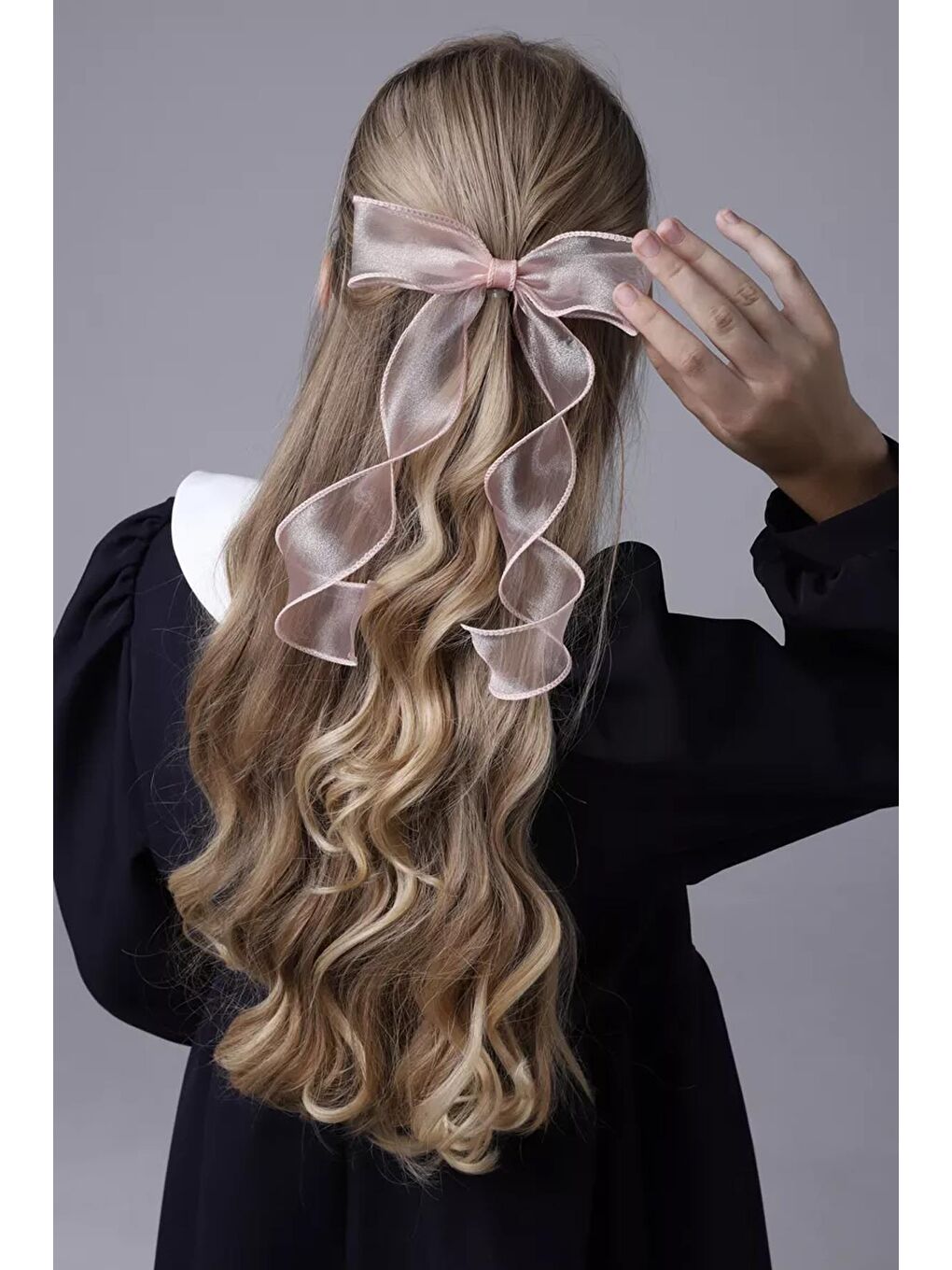 Pembe Alice Uzun Tül Fiyonklu Toka-3