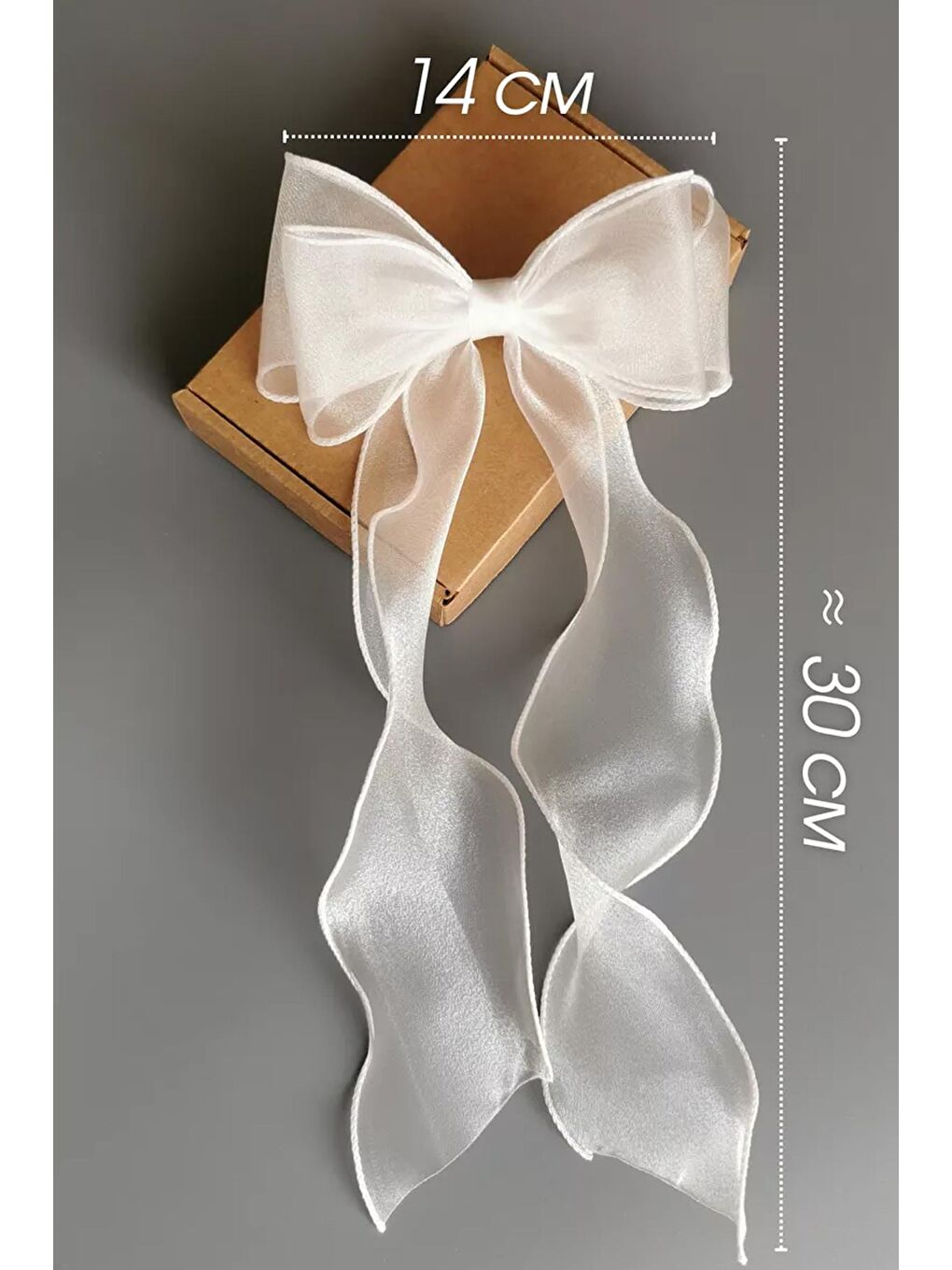 Beyaz Alice Uzun Tül Fiyonklu Toka-1