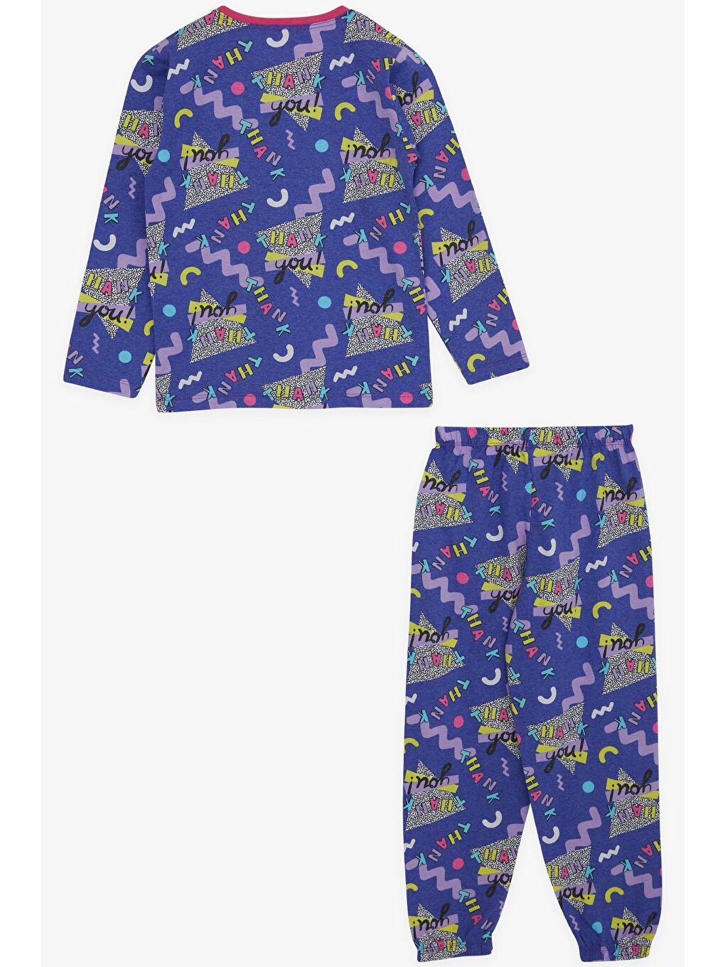 Kız Çocuk Pijama Takımı Yazı Desenli Mor (5 Yaş)-1