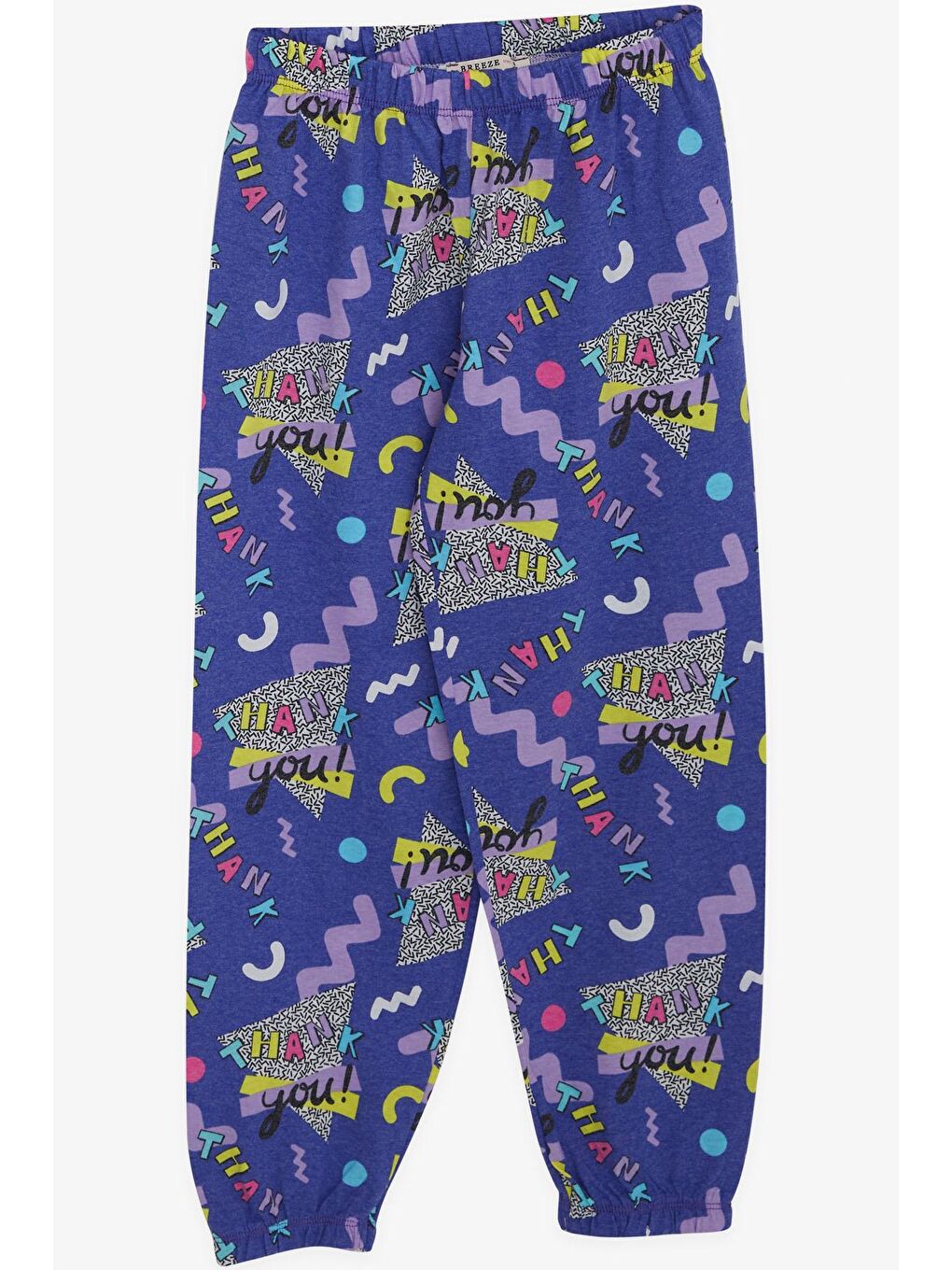 Kız Çocuk Pijama Takımı Yazı Desenli Mor (5 Yaş)-3