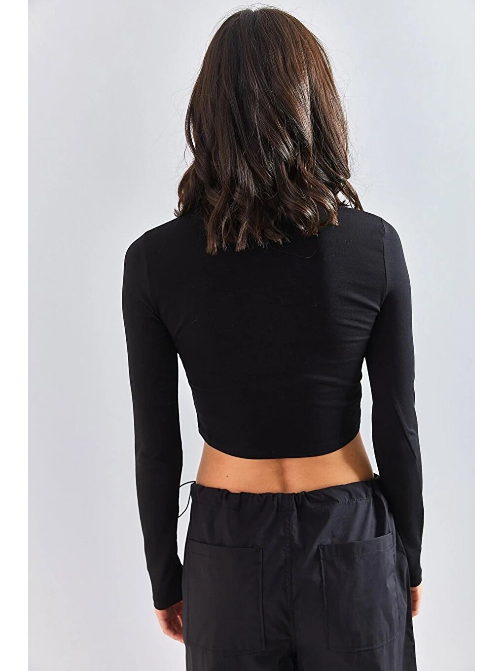 Siyah Kadın Uzun Kol Baskılı Bluz-3