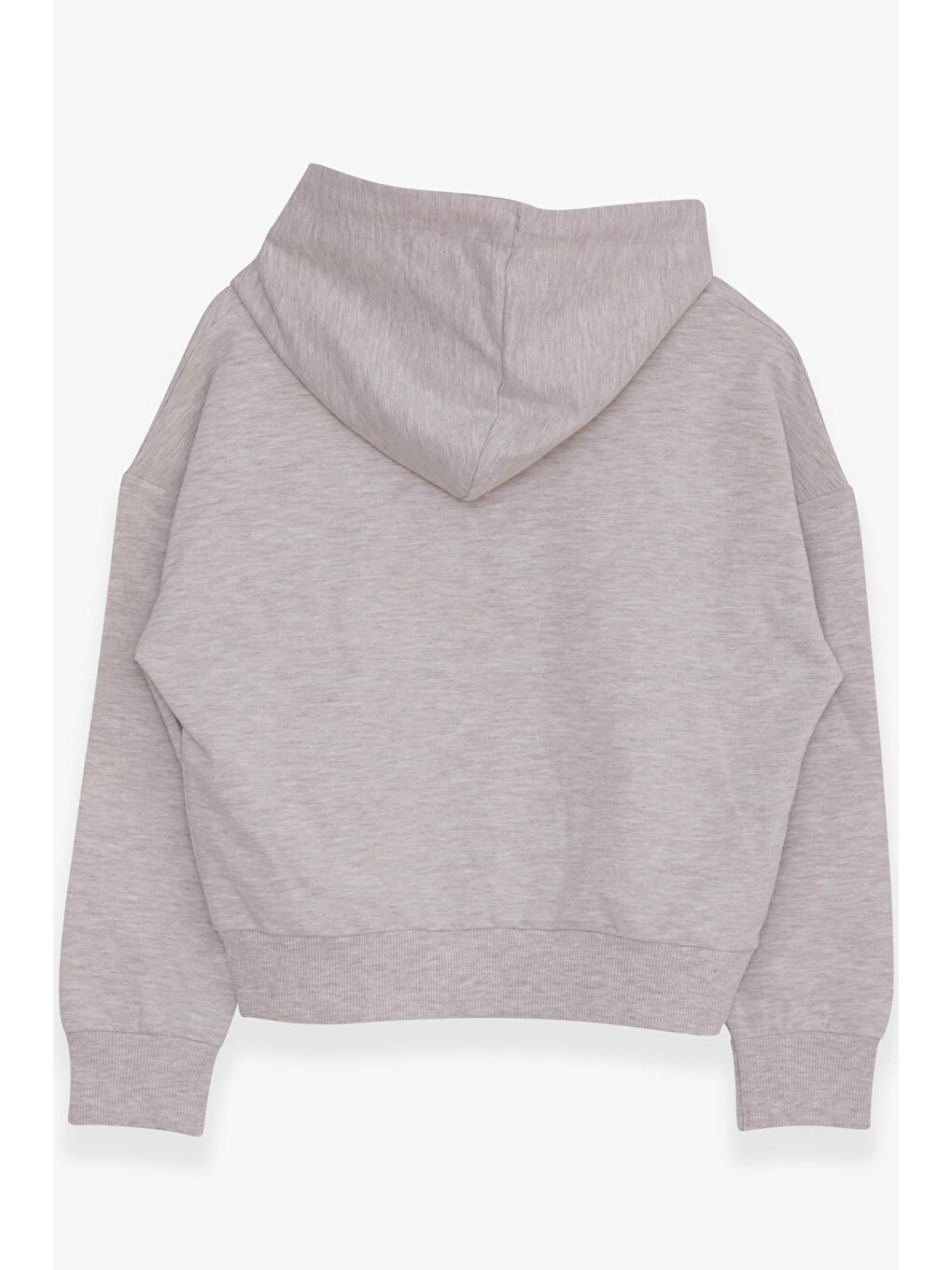 Kız Çocuk Yazı Baskılı Kapüşonlu Hırka Bej Melanj (11 Yaş)-1