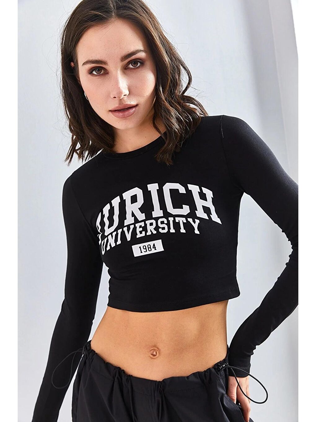 Siyah Kadın Uzun Kol Baskılı Bluz-2