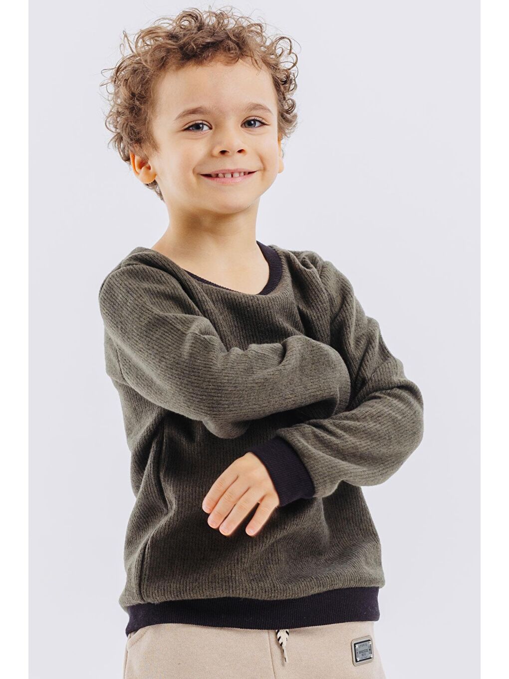 Erkek Çocuk Sweatshirt Basic Haki Yeşil (2-5 Yaş)-4