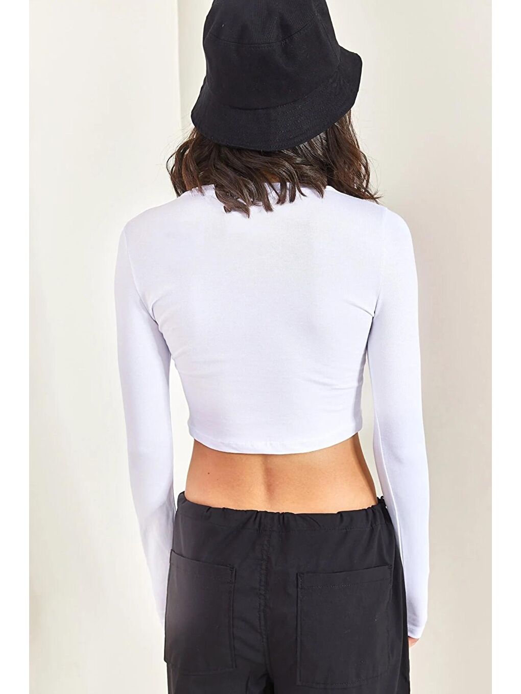 Beyaz Kadın Uzun Kol Baskılı Bluz-3