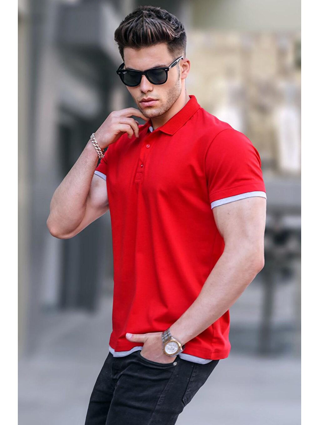 Kırmızı Basic Polo Yaka Tişört 5885