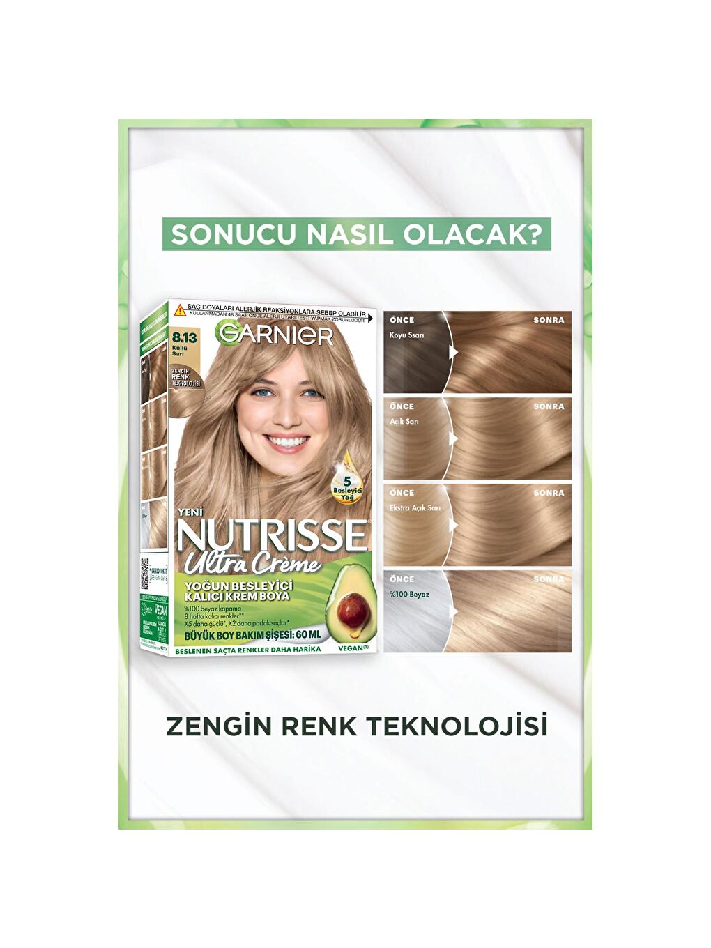 GARNIER Sarı Ultra Creme 8.13 Küllü Sarı - 2