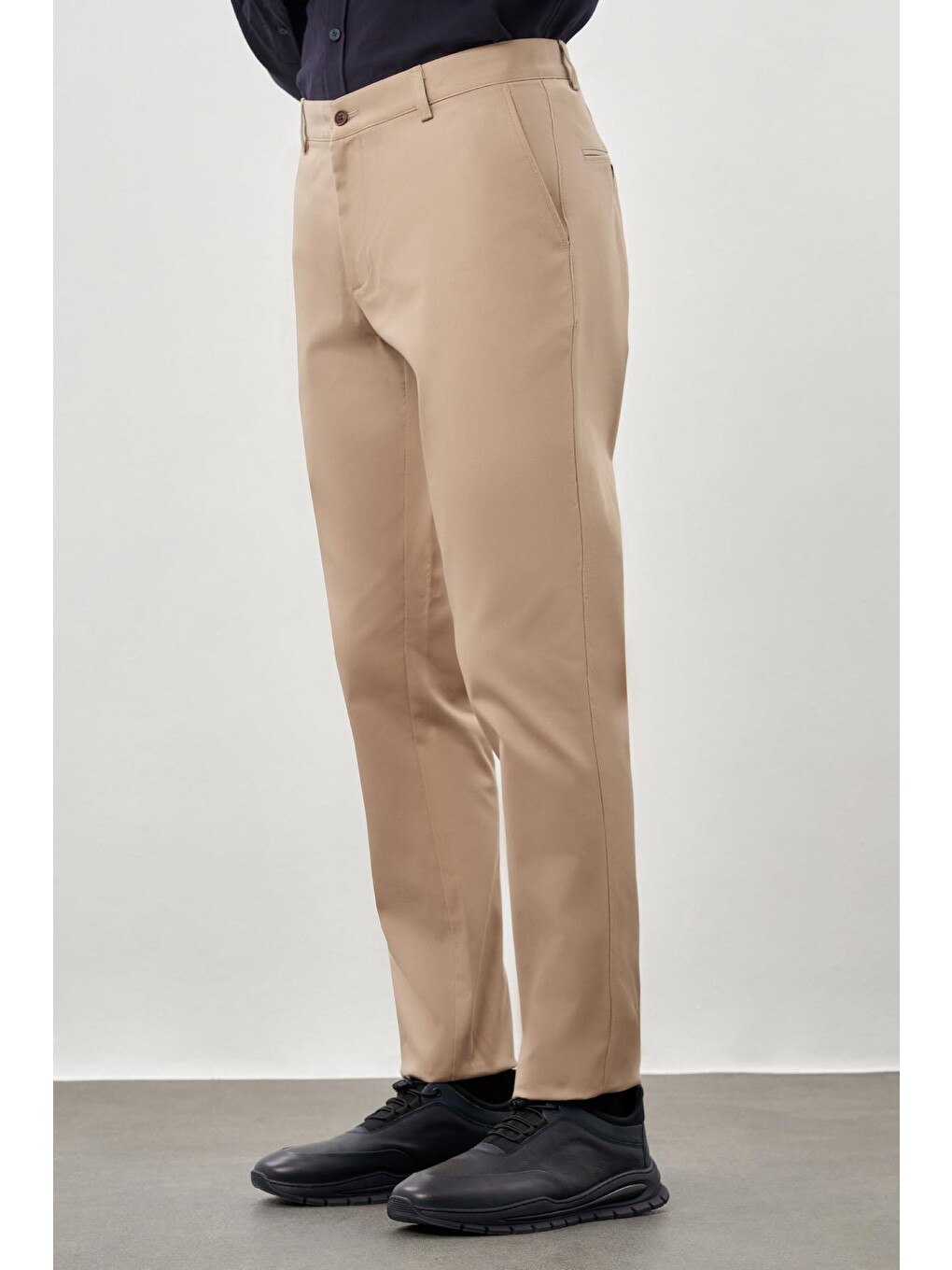 Koyu Bej Pamuklu Yandan Cepli Casual Comfort Fit Chino Pantolon 1003245169-2