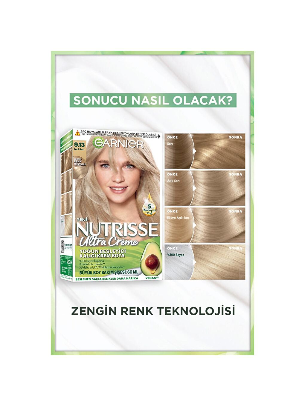 GARNIER Sarı Ultra Creme 9.13 İnci Sarı - 2