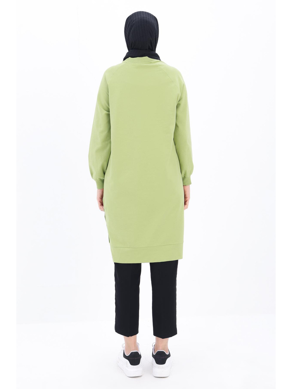 Açık Yeşil Pamuklu Nakışlı Sweat Tunik-3