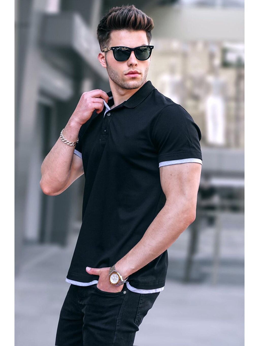 Siyah Basic Polo Yaka Tişört 5885