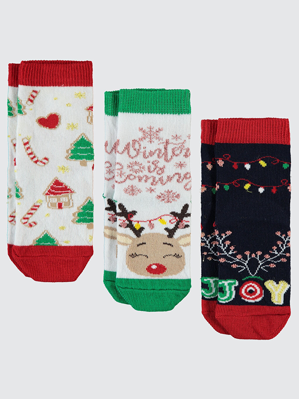 Girls Kız Çocuk 3'lü Soket Çorap 2-12 Yaş Beyaz