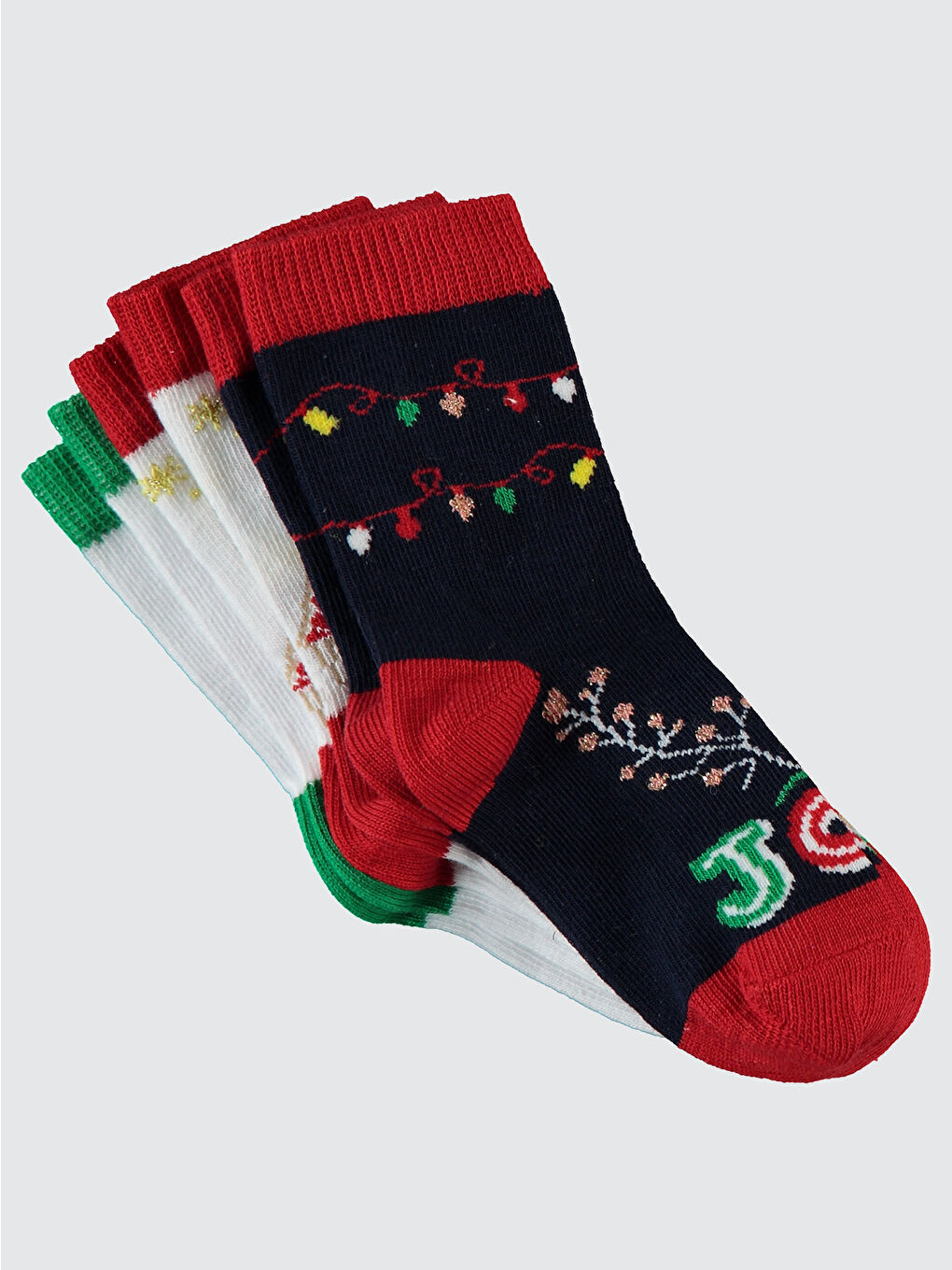 Girls Kız Çocuk 3'lü Soket Çorap 2-12 Yaş Beyaz-1