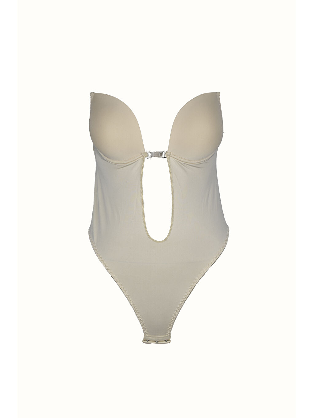 C&City Bej Kaplı Dekolte Çıtçıtlı Body 7148 Ten