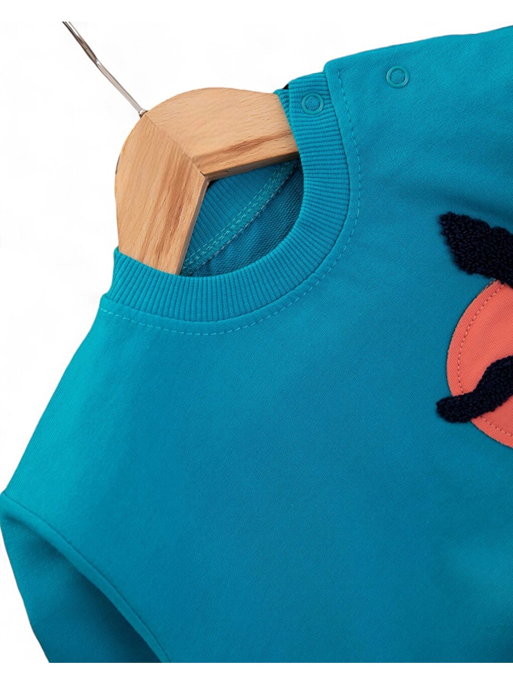 Petrol Erkek Bebek Mevsimlik Martı Nakışlı Sweatshirt, Çizgili Pantalonlu 2'li Alt Üst Takım-2